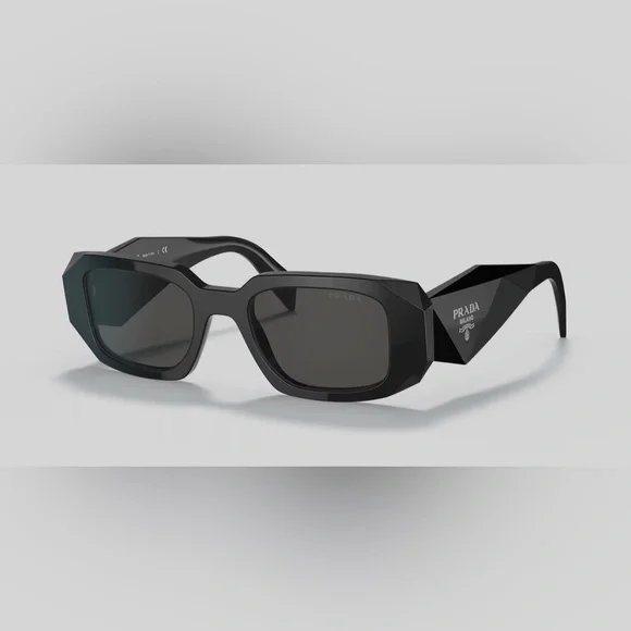 PRADA BLACK GEOMETRIC SUNGLASSES-Authentic LIKE NEW - Picture 1 of 15